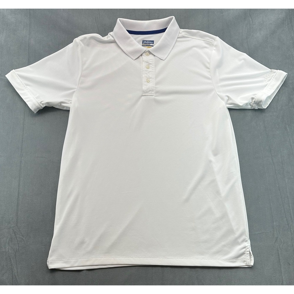 Jack Nicklaus Mens Large StayDri Polo Shirt White Short Sleeve Golf STAINS